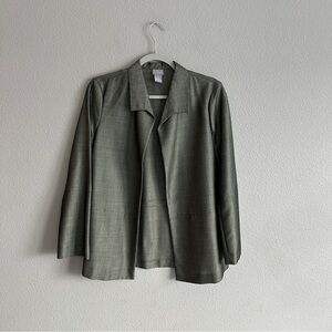 Sigrid Olsen Olive Green Open Front Blazer Jacket Small